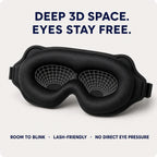 Close view of NightSeal deep 3D eye cups with room around the eyelids and lashes