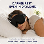 NightSeal sleep mask worn while resting comfortably in a bright room